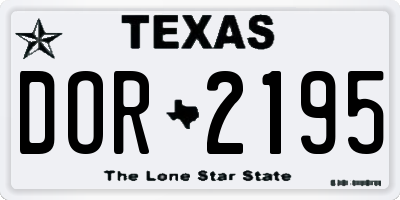 TX license plate DOR2195
