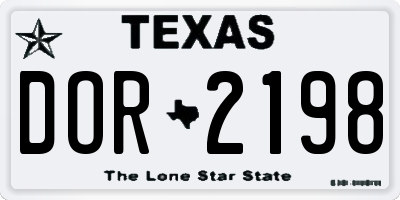 TX license plate DOR2198