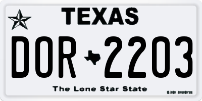 TX license plate DOR2203