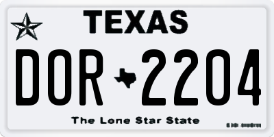 TX license plate DOR2204