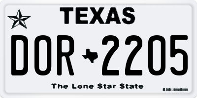 TX license plate DOR2205