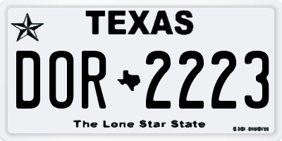 TX license plate DOR2223