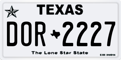 TX license plate DOR2227