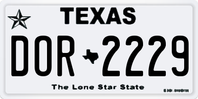 TX license plate DOR2229