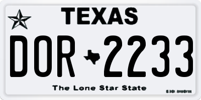 TX license plate DOR2233