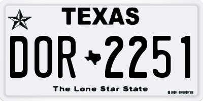 TX license plate DOR2251