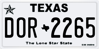TX license plate DOR2265
