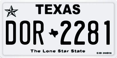 TX license plate DOR2281