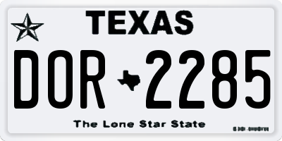 TX license plate DOR2285