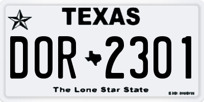 TX license plate DOR2301