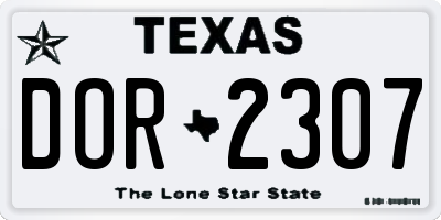 TX license plate DOR2307