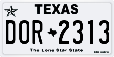 TX license plate DOR2313
