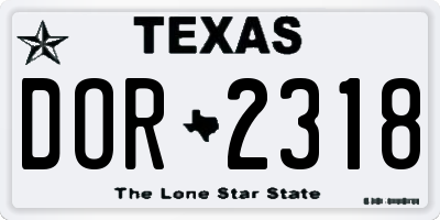 TX license plate DOR2318