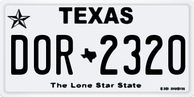 TX license plate DOR2320
