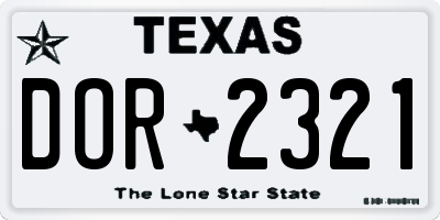 TX license plate DOR2321