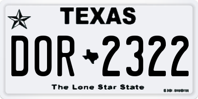 TX license plate DOR2322