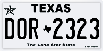 TX license plate DOR2323
