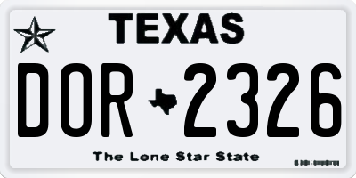TX license plate DOR2326