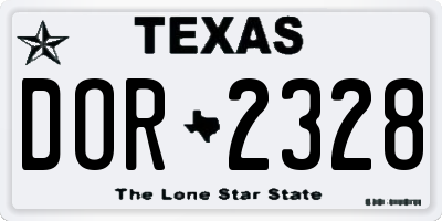 TX license plate DOR2328