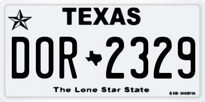 TX license plate DOR2329