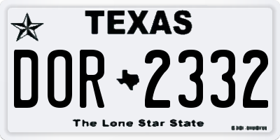 TX license plate DOR2332