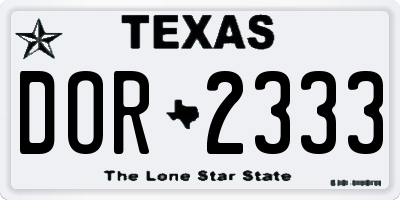 TX license plate DOR2333