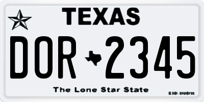 TX license plate DOR2345