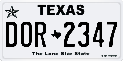 TX license plate DOR2347
