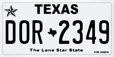 TX license plate DOR2349