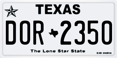 TX license plate DOR2350