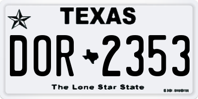 TX license plate DOR2353