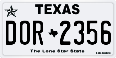 TX license plate DOR2356