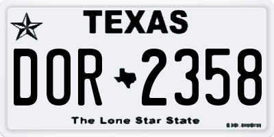 TX license plate DOR2358
