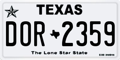 TX license plate DOR2359