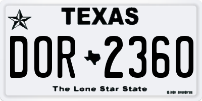 TX license plate DOR2360