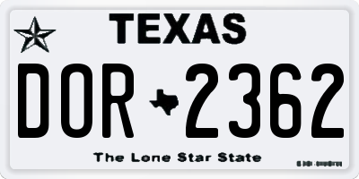 TX license plate DOR2362