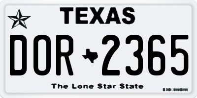 TX license plate DOR2365