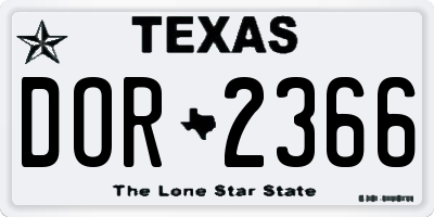 TX license plate DOR2366