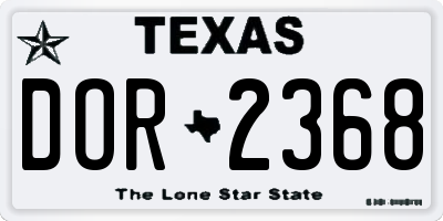 TX license plate DOR2368