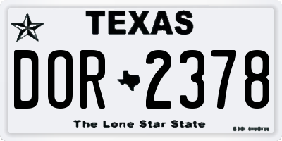 TX license plate DOR2378