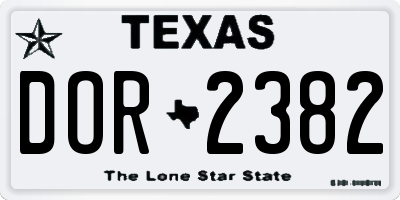 TX license plate DOR2382