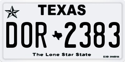 TX license plate DOR2383