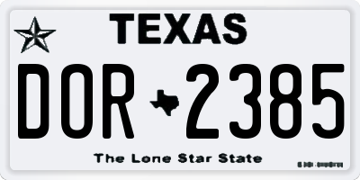 TX license plate DOR2385