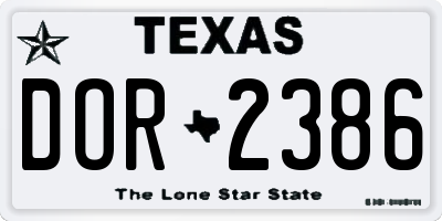 TX license plate DOR2386