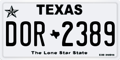 TX license plate DOR2389