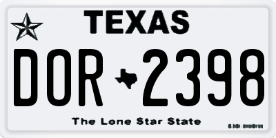 TX license plate DOR2398