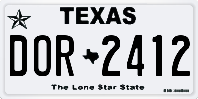 TX license plate DOR2412