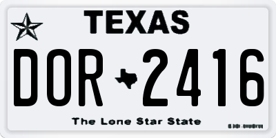 TX license plate DOR2416
