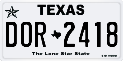 TX license plate DOR2418