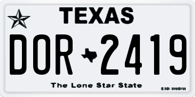 TX license plate DOR2419